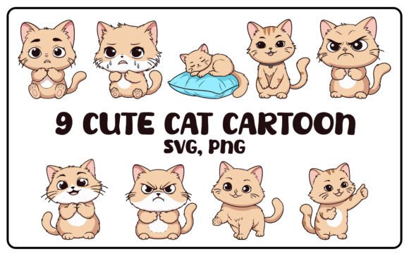 9 Cute Cat Cartoon