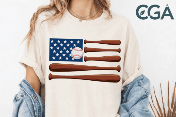 American Flag Baseball Bats PNG