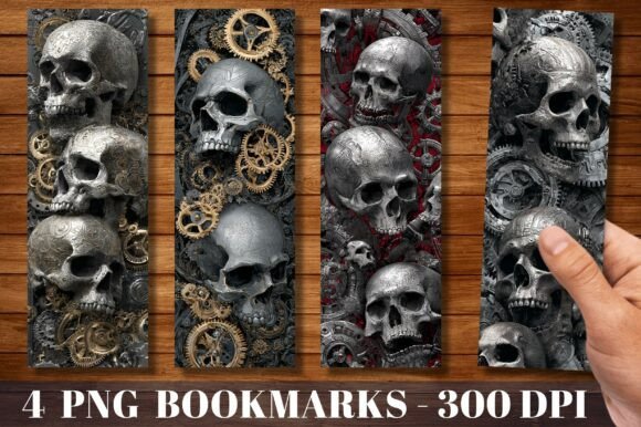 Antique Steampunk Skull Gear Bookmark