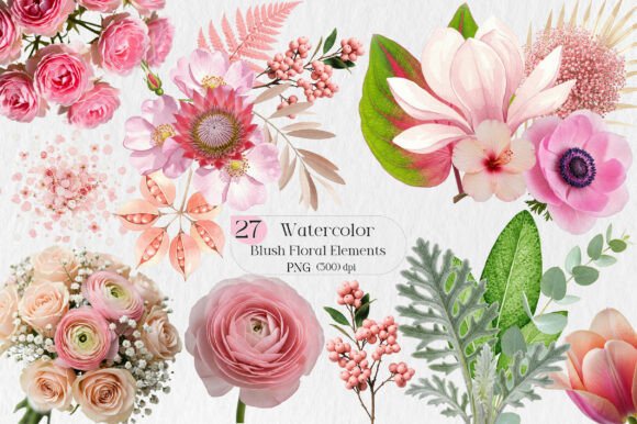 Blush Watercolor Floral Elements: Smart, Flexible Design Assets for Real Projects