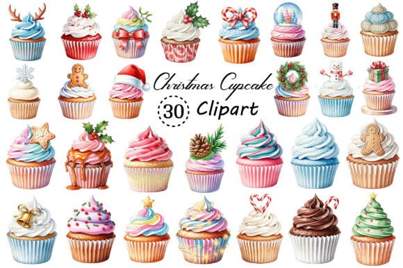 Christmas Cupcake Sublimation Clipart