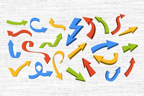 Color Arrow Icons: Curved Directional