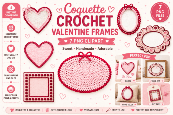 Coquette Crochet Valentine Frames