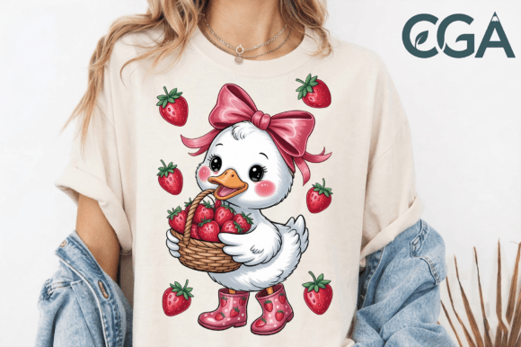 Cute Strawberry Goose PNG