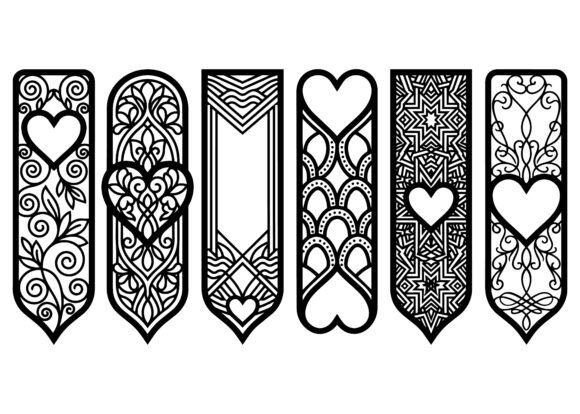 Elegant Heart Pattern Bookmark EPS Bundle