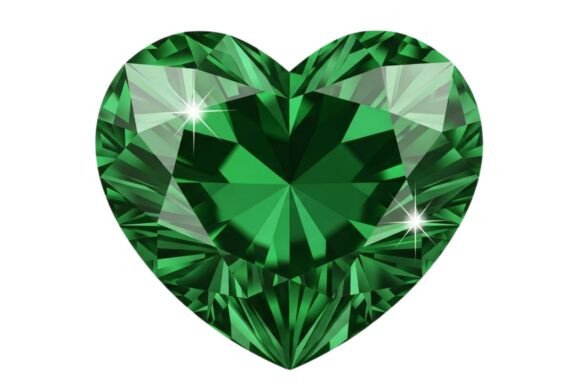 Emerald Heart Diamond Illustration