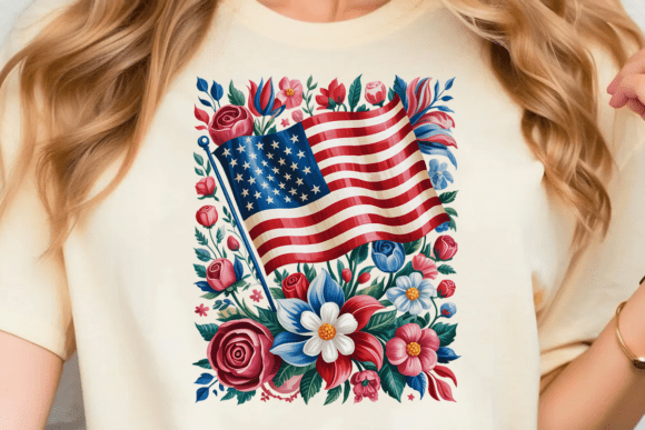 Floral American Flag PNG