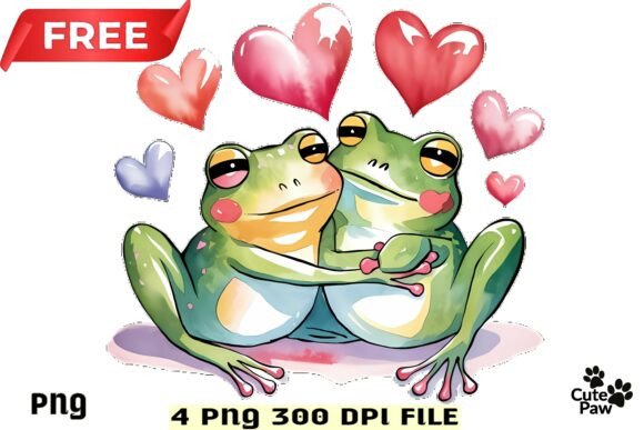Free Cute Valentine Frog Clipart PNG