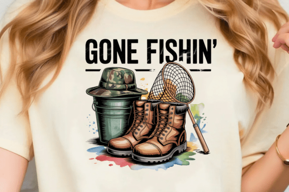 Gone Fishing PNG: Creative, Print-Ready Design