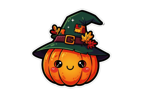 Halloween Pumpkin Kids Sticker Design
