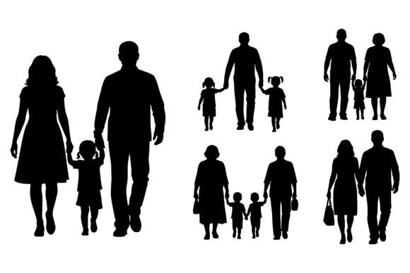 People Walking Holding Hands Family
