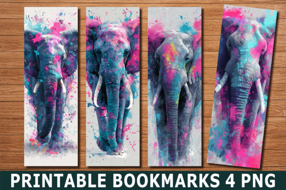 Pink Teal Elephant Splash Bookmark