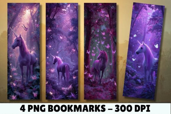 Purple Forest Butterfly Unicorn Bookmark