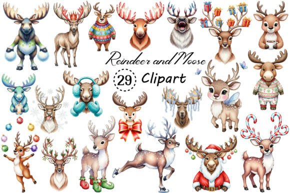 Quirky Reindeer Funny Moose Clipart