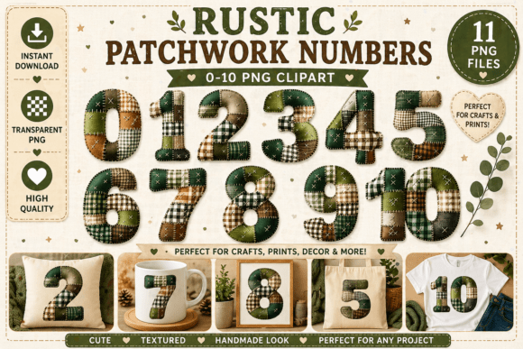 Rustic Patchwork Numbers 0–10