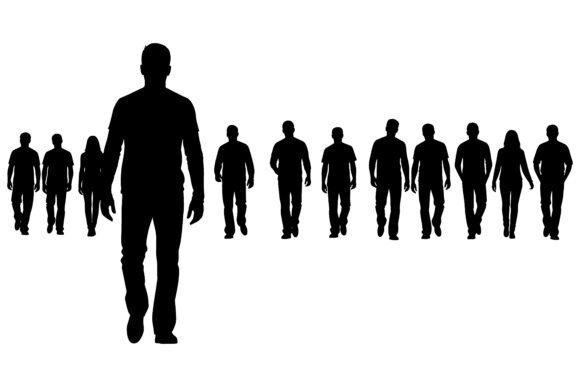 Silhouettes of People Walking in a Line: A Versatile Visual Tool for Designers and Communicators