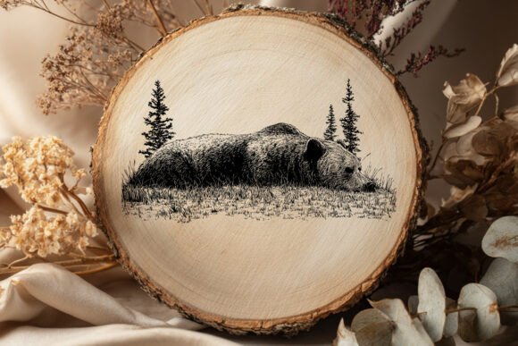 Sleeping Bear SVG Wildlife: Where Vintage Wilderness Aesthetics Meet Modern Digital Craftsmanship