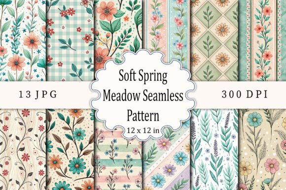 Soft Spring Meadow Seamless Pattern