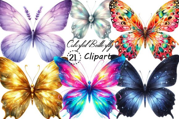 Watercolor Colorful Butterfly Clipart
