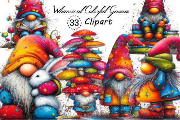Whimsical Colorful Gnome Clipart